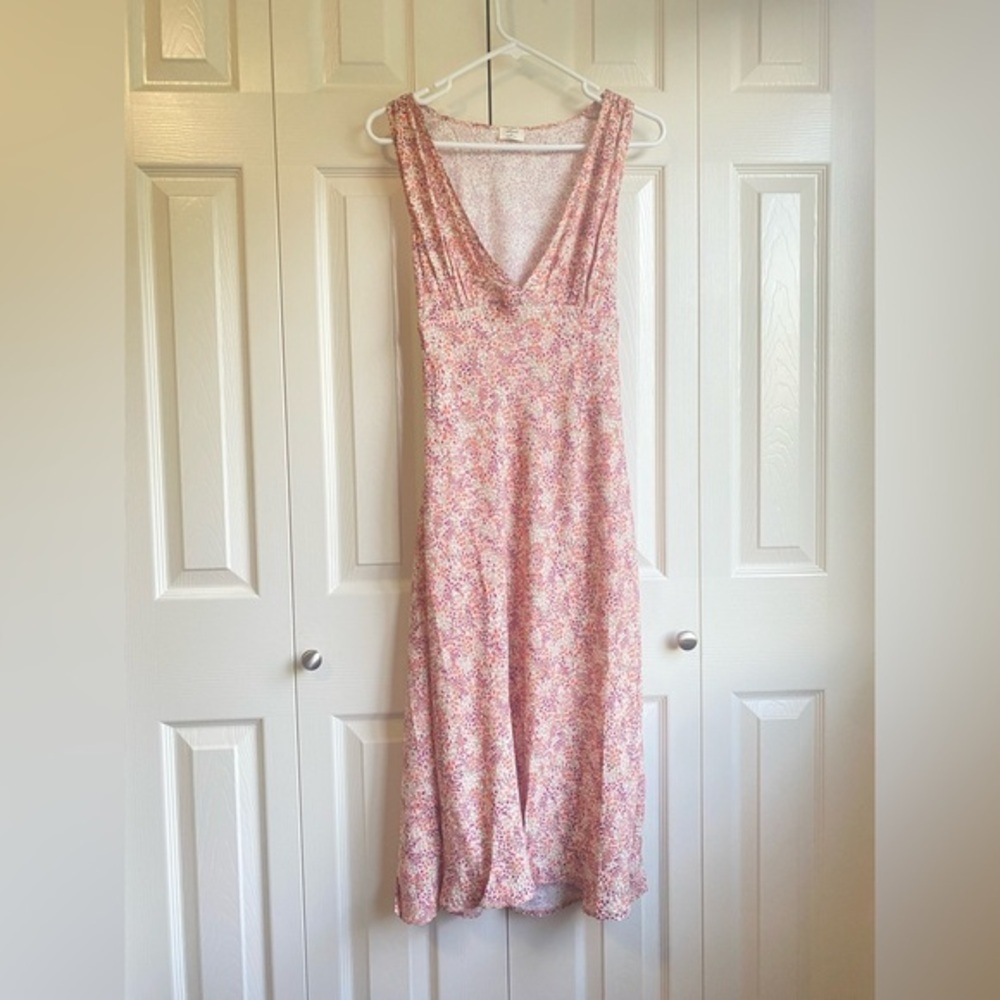Aritzia Pink Floral Midi Dress